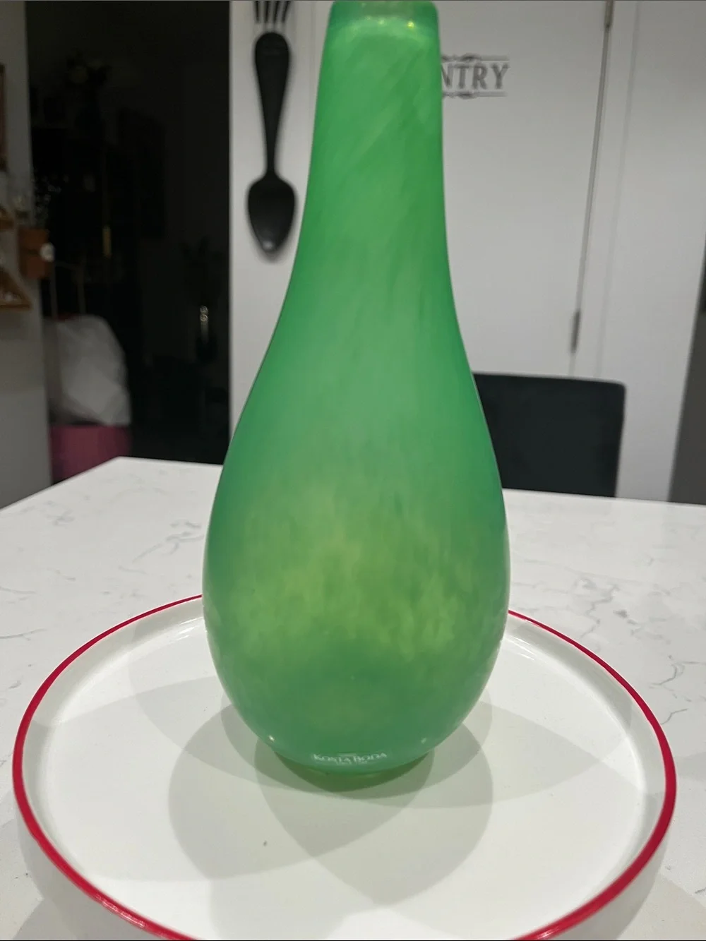 Kosta Boda Emerald Green Teardrop Glass Vase